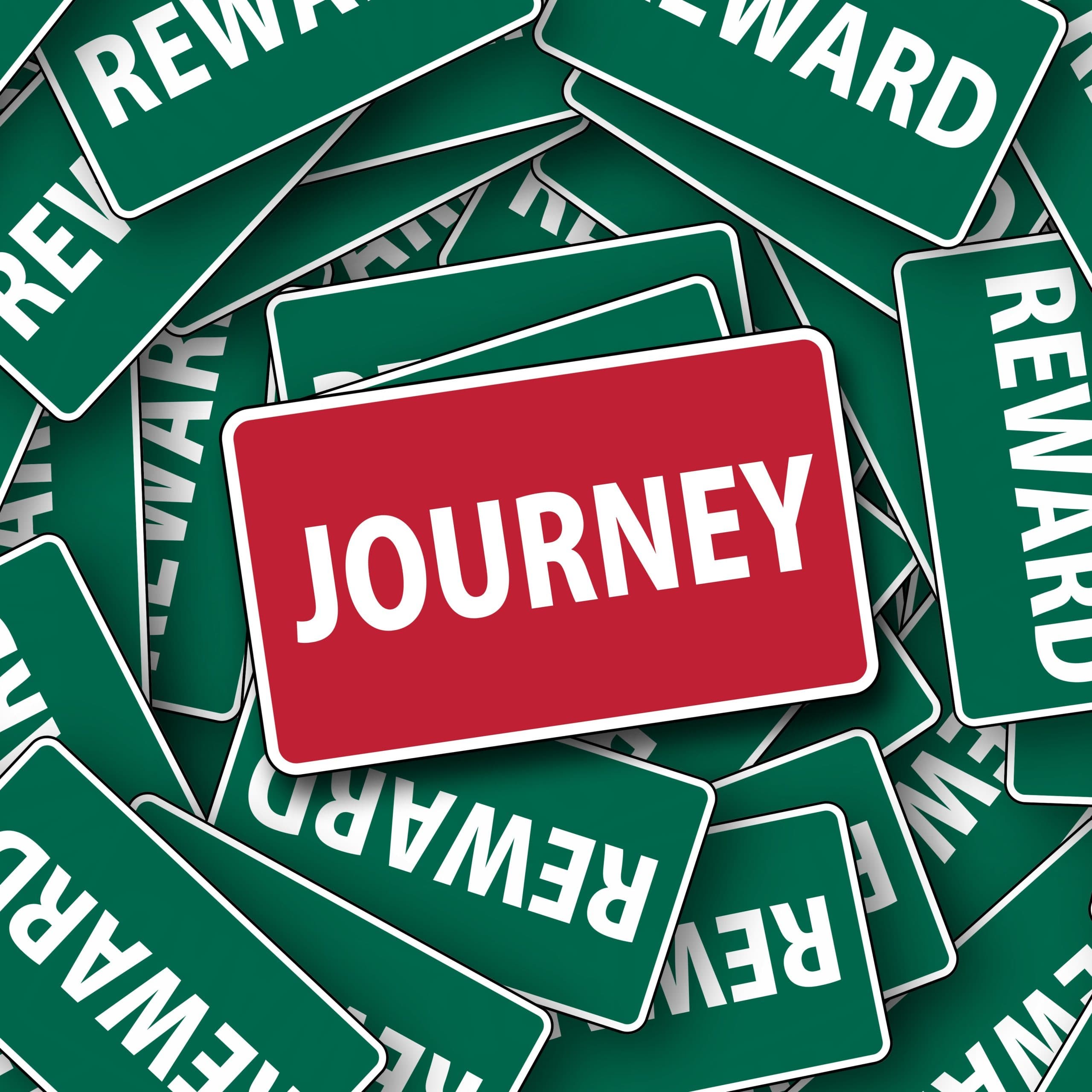 A signpost with directional arrows, representing the different paths and categories of travel rewards credit cards