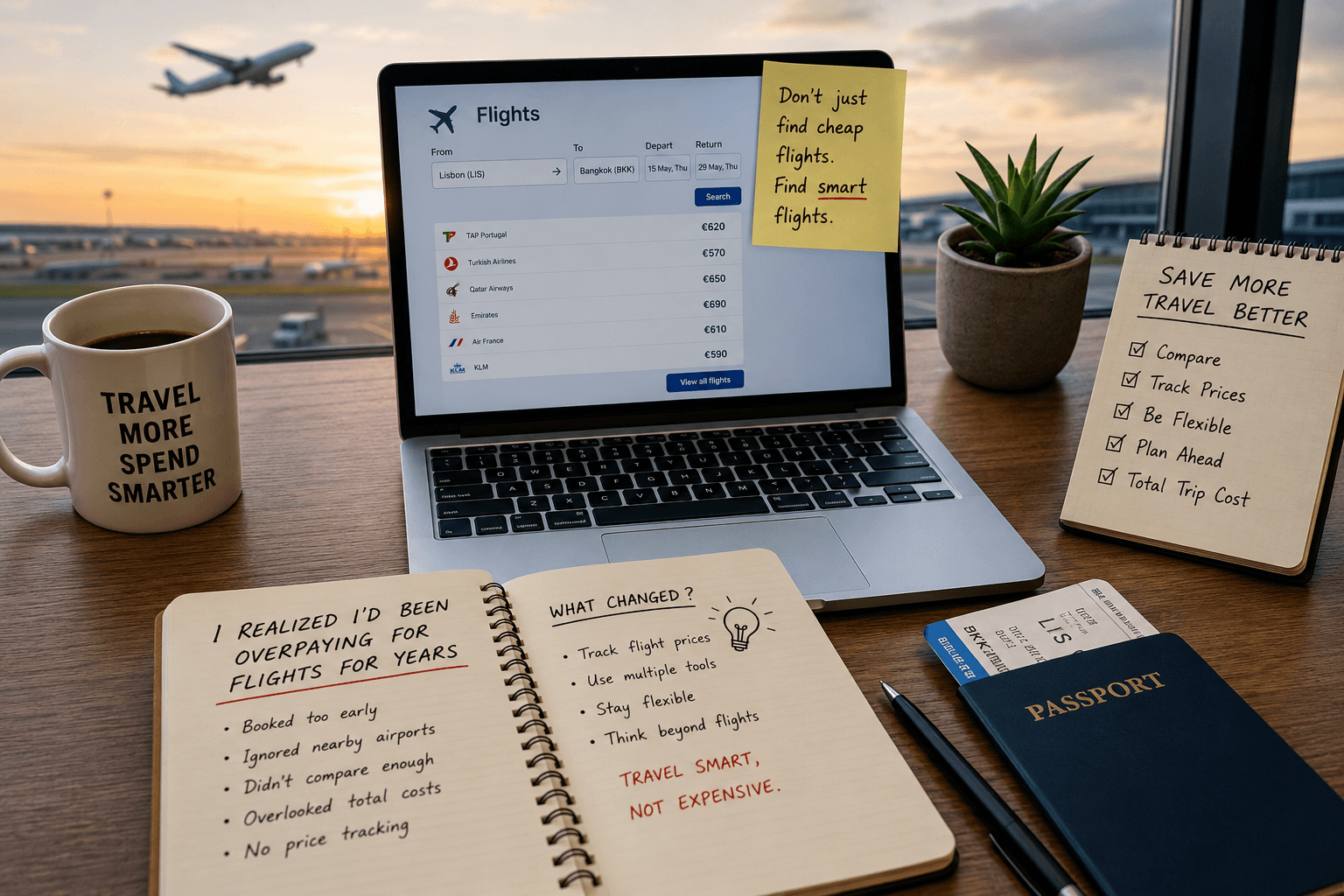 Traveler comparing flight prices across multiple browser tabs and booking sites